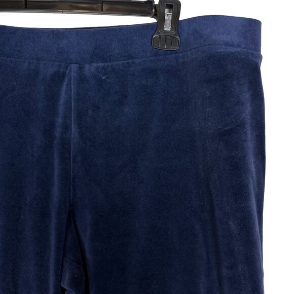 Weekends By Chico's Pants Womens 3 Blue Velvet High-Rise Elastic Waist Pull On - Picture 7 of 13